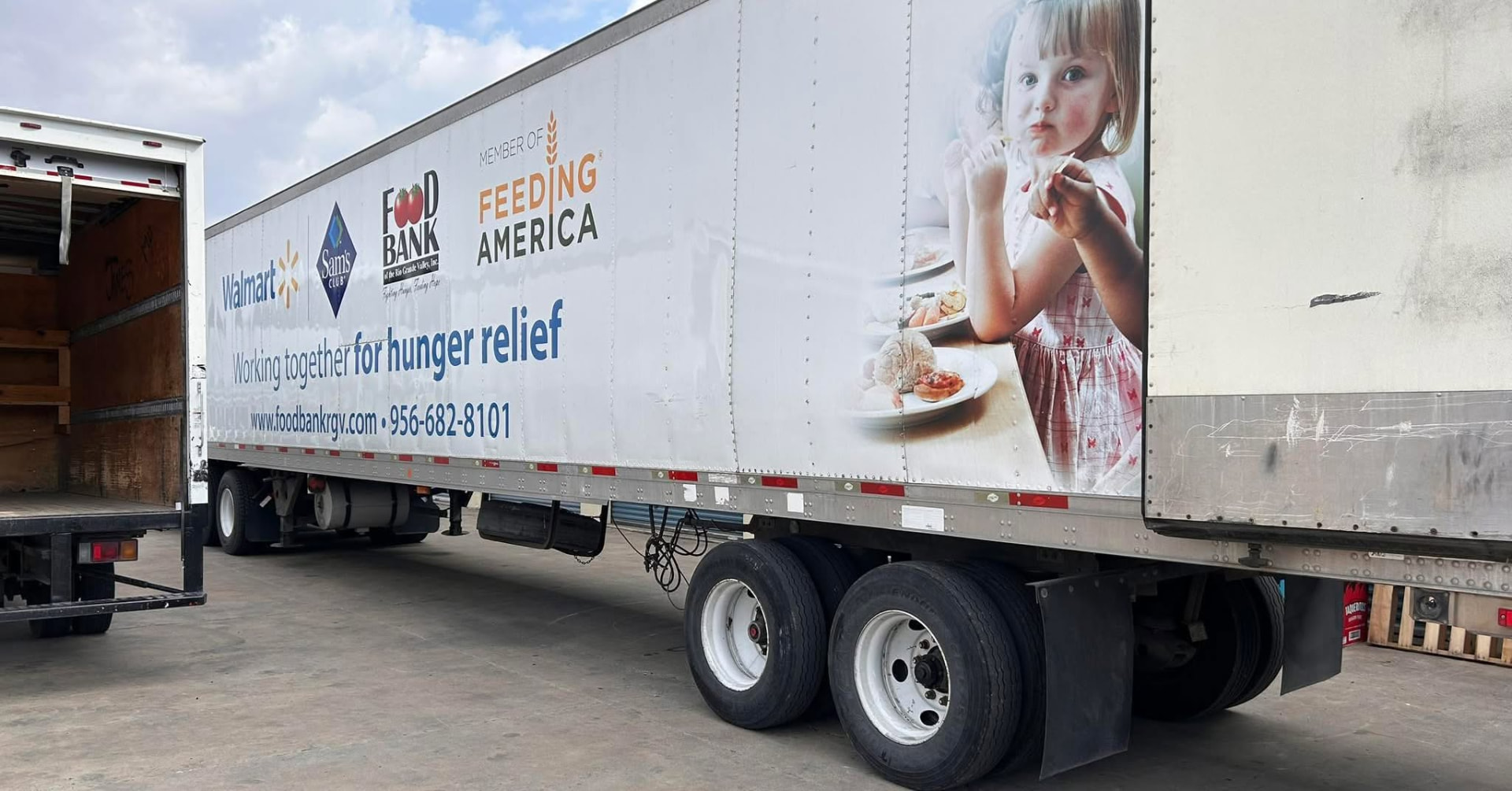 Food Bank of the Rio Grande Valley hunger-relief truck at the warehouse loading area